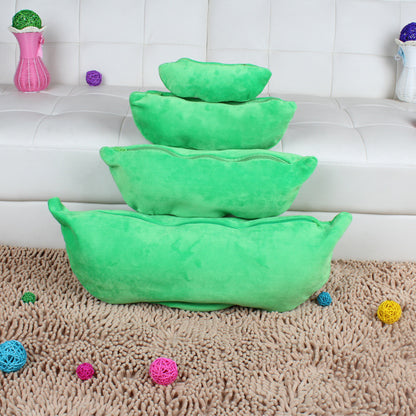 Plush toy shaped like a pea pod