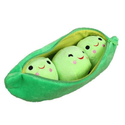 Plush toy shaped like a pea pod
