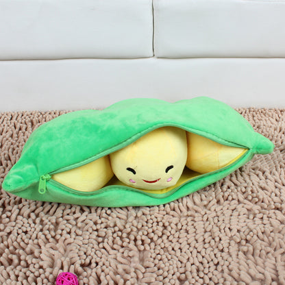 Plush toy shaped like a pea pod